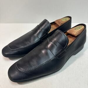 VGUC Magnanni Meruelo Penny Loafer Black Calf Made in Portugal UK 10.5 US 11